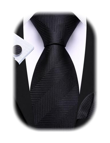 Image of Barry.Wang Classic Mens Ties Silk Necktie Pocket Square Cufflinks Set Woven Designer Wedding Business