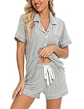 Picture of Anjue Christmas Pajamas for Women Bride Pajamas Pj Sets Sleepwear Short Pjs Lounge Set(B-Light Grey,XL)