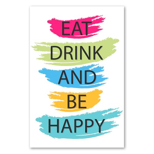 Postereck - 2578 - Cocina, Comida, Bebida, Frase, Felicidad, Colorido – Impresión Lámina Arte de Pared, Decoración de Cocina, Humor - Poster - DIN A4 21,0 cm x 29,7 cm