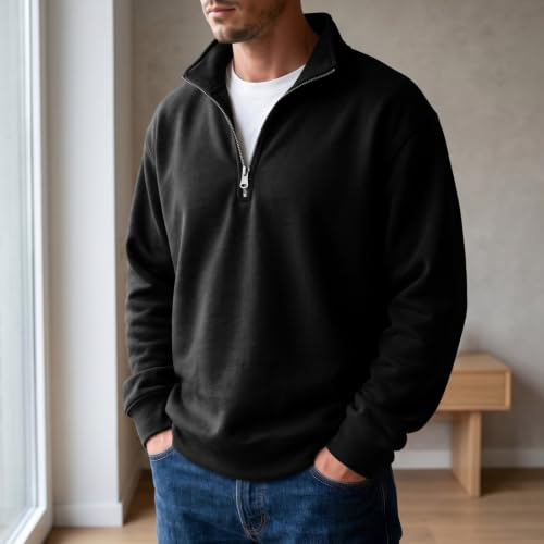 Fleece Sweatshirt Men Comfy Quarter Zip Pullover Sweatshirt Sweat Shirt - image 2