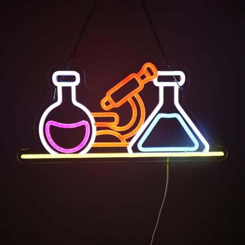 Image of Science Laboratory Neon Sign,Beaker Neon Lights for Chemistry Lab Decor,USB Powered LED Flask Light Up Signs for Classroom,Medical Lab,Party Decorations,Gift for Chemist