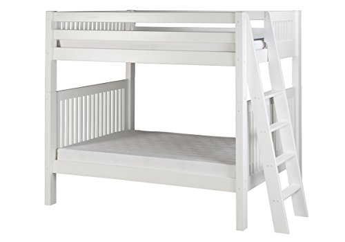 Camaflexi Bunk Bed with Mission Headboard and Lateral Angle Ladder, White Finish