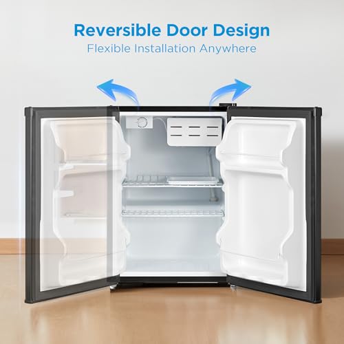 Image of Midea WHS-87LB1 Mini Fridge, 2.4 Cu.ft Compact Fridge with 6 Level Adjustable Thermostat, Reversible Door, Low Noise for Dorm, Office, Bedroom Black