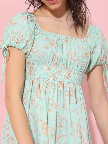 Image of Tokyo Talkies Women's Short Sleeves Square Neck Printed Dresses | Stylish Dresses | Casual Dresses