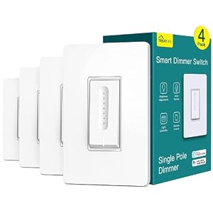 TREATLIFE Smart Dimmer Switch 4 Pack, Single Pole Smart Switch Works with Alexa and Google Home, Neutral Wire Required, 2.4GHz WiFi Dimmer Light Switch for LED, CFL, Incandescent Bulbs