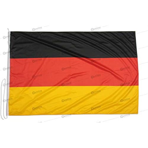 Deutschlandfahne 100x70 cm aus nautischem Windschutzgewebe von 115 g/m2, waschbare deutsche Fahne 100x70, professionelle Deutschland Flagge 100x70cm mit schnur, Kappnaht und Verstärkungsband am Rand