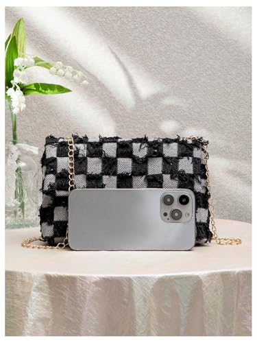 Women's Distressed Denim Crossbody Bag Twist Lock Quilted Handbag Mini Jean Purse4