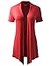 BIADANI Women Versatile Soft Short Sleeve Open Front Drape Cardigan Coral XX-Large