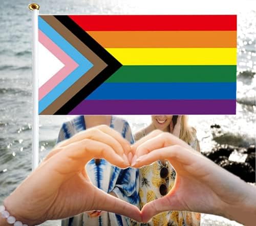 Cekell Gay Pride Flag 10PCS Polyester Flag, Gay Pride Day Rainbow Flag, Bisexual Transgender Community Progress Pride Flag, Holiday Carnival Party Parade Flag