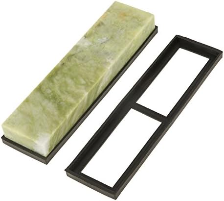Knife Sharpening Stones, 10000 Grit Professional Chef Whetstone Sharpener Natural Emerald Fine Whetstone Grindstone with NonSlip Draining Base