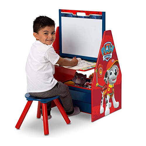 Image of Delta Children Deluxe Kids Art Table | Easel, Desk, Stool, Toy Organizer, Nick Jr. PAW Patrol