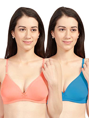 Image of SONARI Omania Womens Non-Padded Cotton Polyester Bras - Solid, Non-Wired, Medium Coverage, Hand Washable (Pack of 2)
