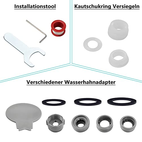 Drehbarer Wasserhahn Aufsatz Verlängerung, 1080 Grad Multifunktionaler Verlängerungshahn Rotierender Wasserhahn, Schwenkbarer Wasserhanhnaufsatz Faucet Extender mit Adapter für Bad und Küche