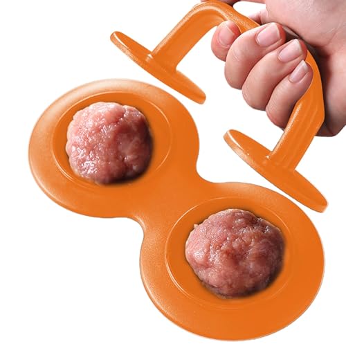 Pressa per hamburger, strumento manuale per la produzione di hamburger di manzo, 2 cavità, antiaderente, utensile da cucina per barbecue, cottura e hamburger ripieni