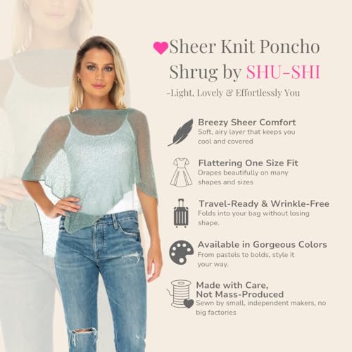 Image of SHU-SHI Womens Sheer Knit Poncho Shrug Lightweight Cover Up One Size Fits Most