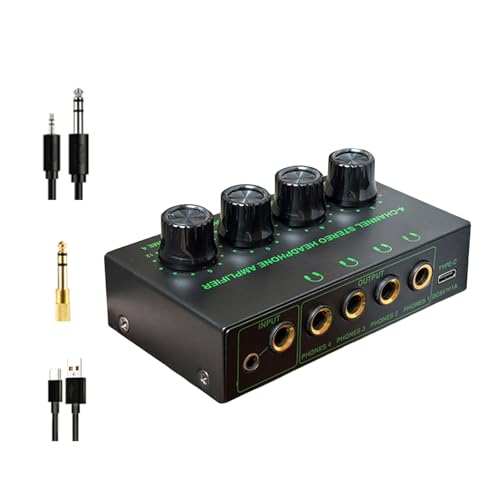 Dasbsug HZ400 Répartiteur d'amplificateur de casque avec adaptateur et câbles de sortie multiple pour une couleur auditive claire avec adaptateur