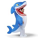 Spooktacular Creations Adult Inflatable Costume, Full Body Blue Shark Blow up Deluxe Halloween Costume for Halloween Cosplay Parties