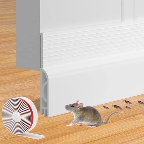 Ormein Door Draft Stopper for Bottom of Door, Adjustable Weather Stripping Door Seal for Cold Insulation, Under Door Sweep for Exterior & Interior Doors, Door Bottom Seal Blocker Noise (39inch,White)