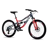 IBK Bicicletta Bici MTB 24'' Pollici Mountain Bike BIAMMORTIZZATA Ragazzo Cambio 21 Velocità Freni a Disco