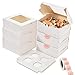 LUII 20 Unidades Cajas para Cupcake con Pegatinas, Cajas para Magdalenas Muffin Galletas con Soporte y Ventana, Blanca Caja de Cartón de Tartas, M 16x16x7,5 cm, 4 Agujeros #2