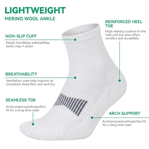 Image of 3 Pairs 90% Merino Wool Ankle Socks, Thin All-Season Casual Soft Breathable for Men Women