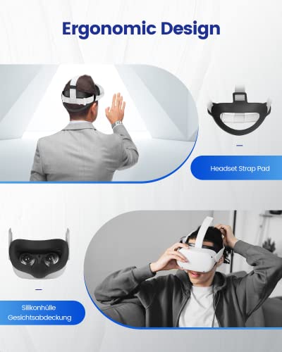 VR Face Cover Pad Silikon Gesichtsbedeckung für Oculus, Waschbar Silikon VR Gesichtsschutz, BOZILY Ersatz Gesichtspolster VR Zubehör für Quest 2 Headset (Schwarz) - Image 5