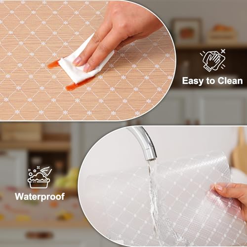 Image of Cooyes Shelf Liner - Premium Non-Adhesive Cabinet & Drawer Liner for Kitchen - Waterproof Shelf Paper with Modern Pattern - Durable EVA Cabinet Mat - Easy to Cut
