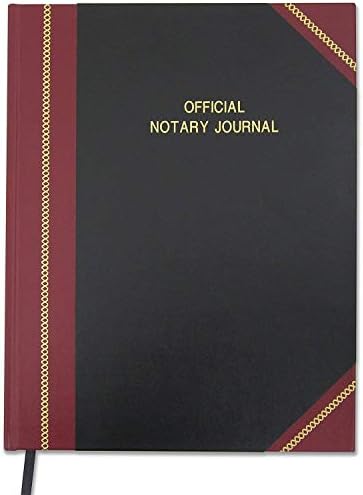 BookFactory Official Notary Journal/Log Book 96 Pages 8.5" X 11" 380 Entries 50 State Journal of Notarial Acts, Black and Burgundy Cover, Black Ribbon Hardbound (LOG-096-7CS-LKMST71(Notary))