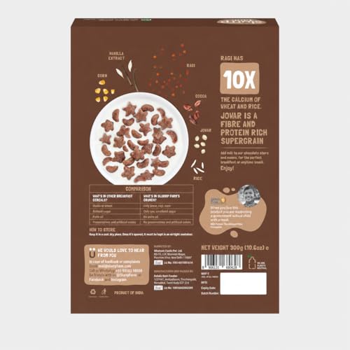 Image of Slurrp Farm Choco Crunch Chocolate Cereal | No Maida, No Refined Sugar, No Added Colour | Ragi Stars and Moons | Healthy Breakfast for Kids | 300 g (Pack of 3)