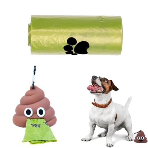 CATOR 1 pcs distributeur de tabourets, 1 Rouleaux Sacs de Caca de Chien, Sac a Crottes Chien, léger parfum de citron Parfumés, étanches,Pour Chiens, Animaux de Compagnie