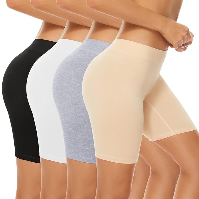 Image of TEXTREE Women's Cotton Boy Shorts Underwear Anti Chafing Soft Biker Short Plus Boy Shorts Panties Multicolor (Pack of 4)