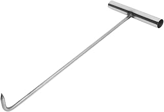 CIYODO T Shape Hook Door Lifting Hook Trampoline Hook Heavy Duty Trampoline Media Bottle T Post Puller Hooks for Hanging Rolling Doors Hook Stainless Steel Rebar Lifting Tool