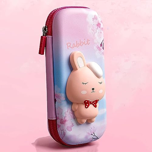 Image of Invite Enterprise 3D EVA Cartoon Theme Pencil Case - Multipurpose Zipper Pouch for Kids, Girls - Pen Bag for School, Stationery Storage Box (Rabbit Pink Small)
