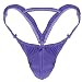 Mens Sexy Bulge Pouch G-string Underwear with Inverted Triangle Rear Purple L