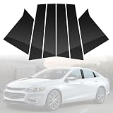 BASIKER Fit for 2016 to 2021 Chev.y Malibu Pillar Post Trim Kit, Door Window B Pillar Glossy Black Cover, Strong Toughness PC Material, Door Pillar Moldings Stickers Set