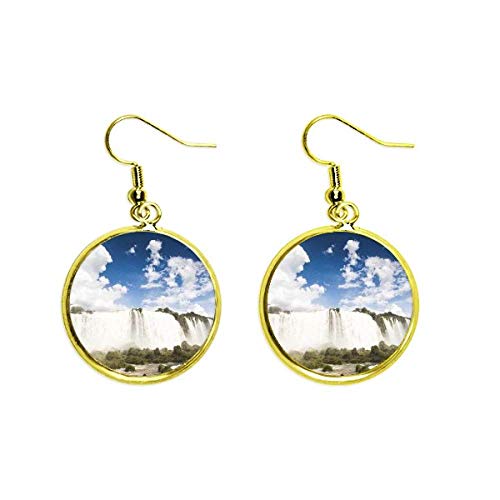 Boucle d'oreille balancent or avec cascade nature et décors sciences forestières pour femme