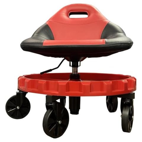 Traxion 2-700R 2-700 Progear Mobile Rolling Gear Race Seat With Tray And Five All Terrain Casters - Red Cover