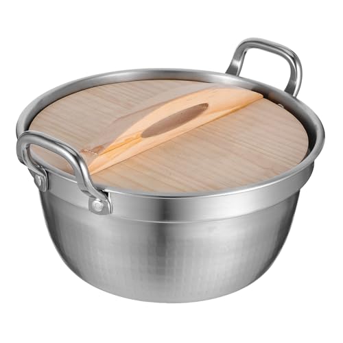 Ciieeo Pasta Cooker Pot: 1500ml Stainless Steel Double Handle Pot with Lid for Gas Induction Home Kitchens Cooking 19cm