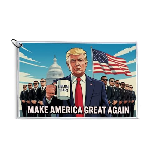 K9King Funny Microfiber MAGA Disc Golf Towel - Premium Towels Golf Bags with Clip Holder - Ideal Golf Rag for Men and Women - Bag Accessories for a Fun Golfing Experience