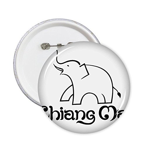 Badge éléphant Thaïlande broches rondes illustration culturelle décoration vêtements 5 pcs