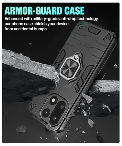 Image of WOW IMAGINE Shock Proof Back Case Mobile Cover for 1+ OnePlus 15 5G | Back Cover Case (Tough Armor | Hybrid PC + TPU | Ring Holder & in-Built Kickstand | Black)