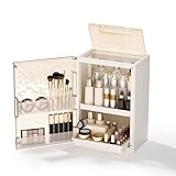 AERCIINC Makeup Organizer with Drawers,Skincare Organizer for Vanity,Large Cosmetic Display Case with Handle,Storage Organizers with Cover and Makeup Brush Holder for Dresser, Bathroom Countertop