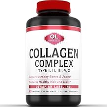 Olympian Labs Multi Collagen Complex Type I, II, III, V, X, Hair, Nails, Joint, Gut Health, 90 Caps, 30-Day Supply