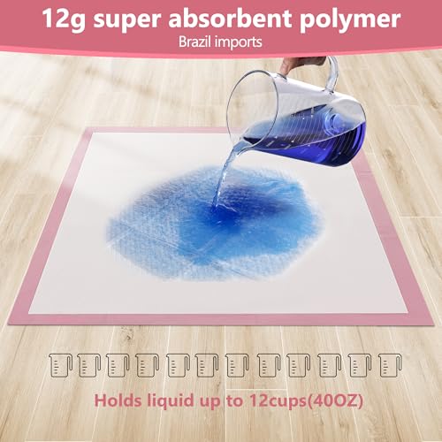 Image of Gimars XL 6-Layer Ultra Absorbent 1200ml 48-Hour Leak-Proof Dog Pee Pads, Quick Dry Extra Large Puppy Pads for Puppy Training, Senior & Incontinent Dogs, Cats, Overnight Use, 30 inchx36 inch, 30 Count Pink