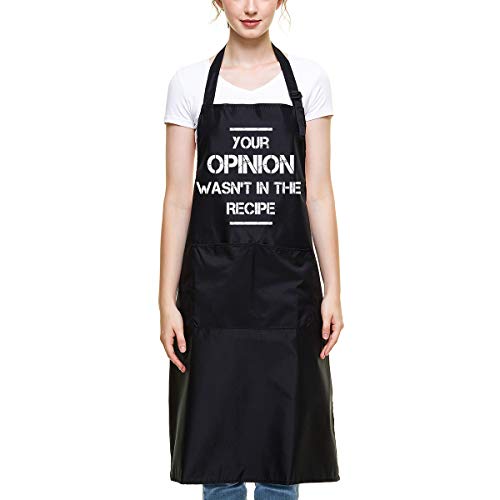 Ihopes Funny Cooking Apron For Women Men - Your Opinion Wasn't In The Recipe Bbq Apron With 2 Pockets And Adjustable Neck Strap - Perfect Kitchen Chef Gifts For Birthday/Christmas/Thanksgiving #TOP1