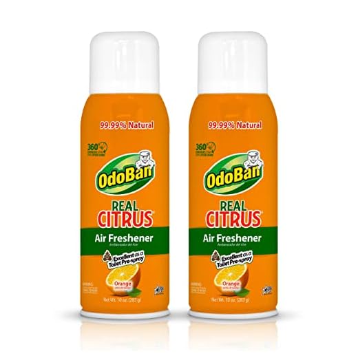 OdoBan Aroma Eliminator, 360-Degree Continuous Spray Natural Oil Real Citrus Air Freshener, Toilet Spray, 2-Pack, 10 Ounces Each, Orange Scent