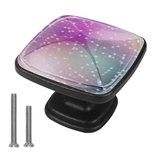 4 st dörrknoppar glas låda knoppar kristall dörrhandtag drar med skruvar för hem kök kontor byrå korg låda dekorativ galax stjärna lila 3 x 2 x 2 cm
