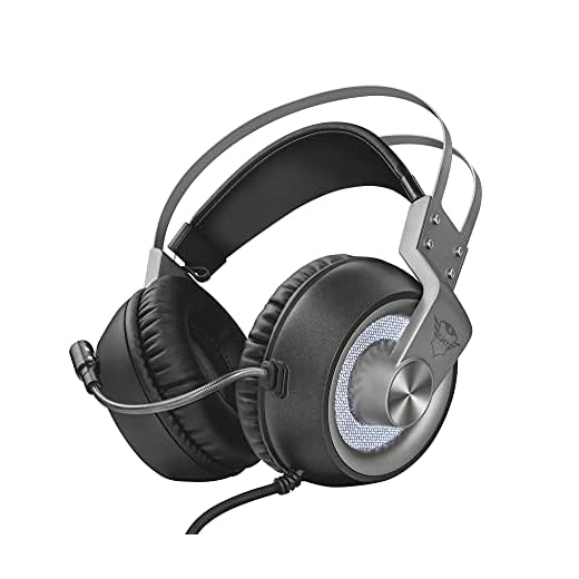 Trust GXT 4376 - Ruptor Auriculares Gaming con Unidades acústicas de 50 mm, Sonido Envolvente 7.1 e iluminación, Gris