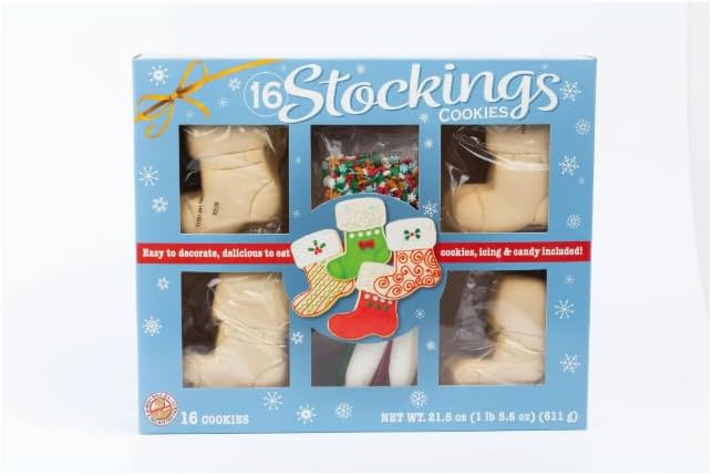 Create a Treat Stocking Cookie Kit Large Party Size - 16 Vanilla Cookies - Made in a Peanut and Nut Free Facility!