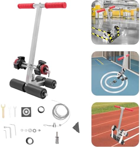 Hand-Push Tape Marking Machine with Circle Drawing Kit - Floor Applicator for Court Lines & Road Warning Markings, Easy to Use for Sports & Safety Applications